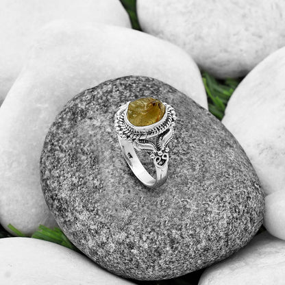 Natural Peridot Rough Ring size-8 R-1286 SDR213751