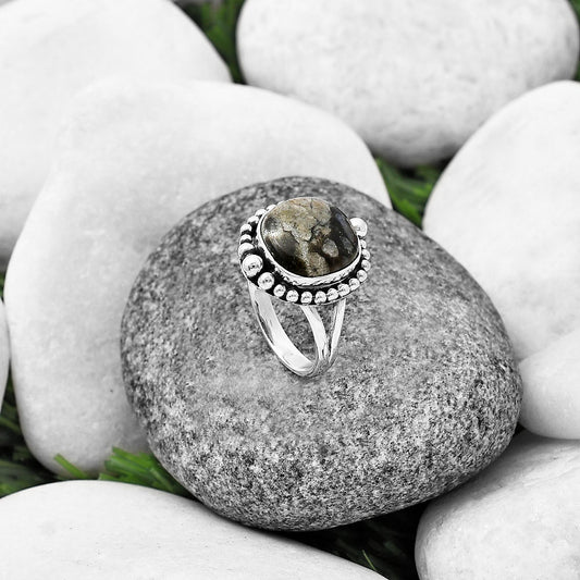 Llanite Blue Opal Crystal Sphere Ring size-7 R-1154 SDR213944