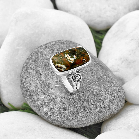 Spiral - Ocean Jasper Ring size-8 R-1062 SDR214124