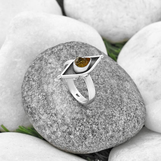 Evil Eye - Rare Kornerupine Rough Ring size-7.5 R-1628 SDR214204