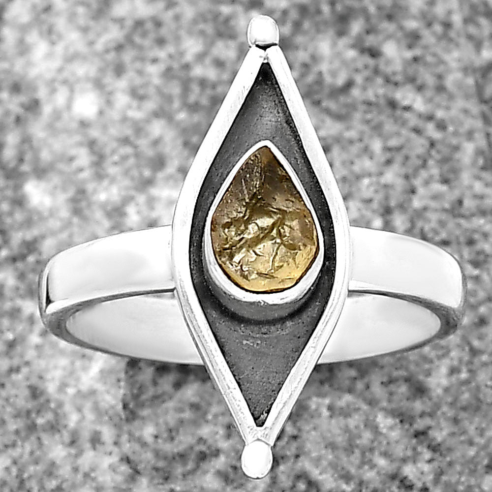 Evil Eye - Yellow Scapolite Rough Ring size-8.5 R-1628 SDR214208