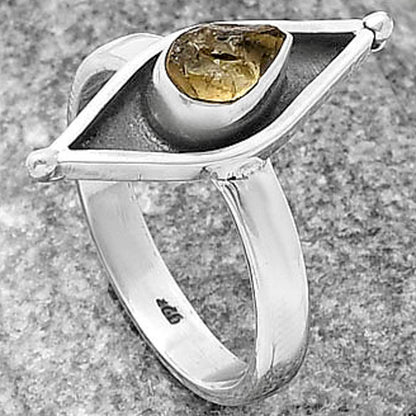Evil Eye - Yellow Scapolite Rough Ring size-8.5 R-1628 SDR214208