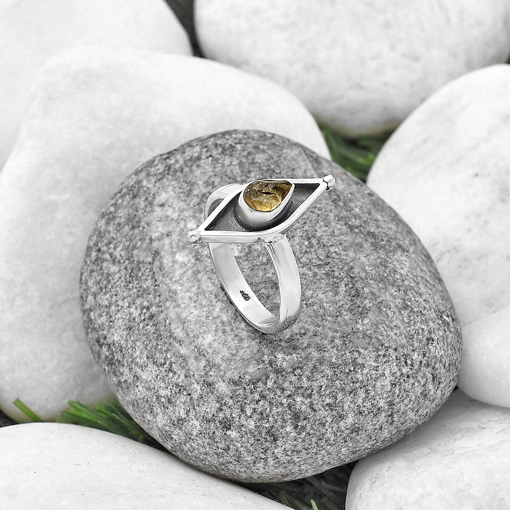 Evil Eye - Yellow Scapolite Rough Ring size-8.5 R-1628 SDR214208