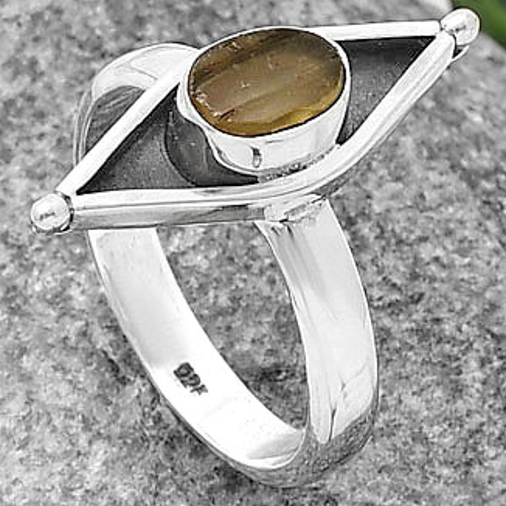 Evil Eye - Yellow Scapolite Rough Ring size-8 R-1628 SDR214218