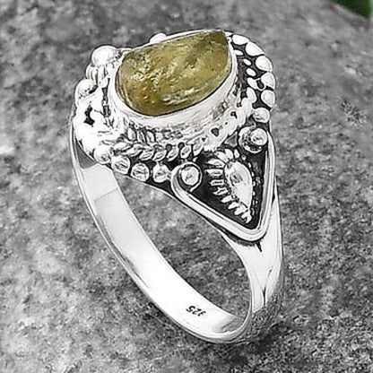 Natural Peridot Rough Ring size-7.5 R-1300 SDR214493