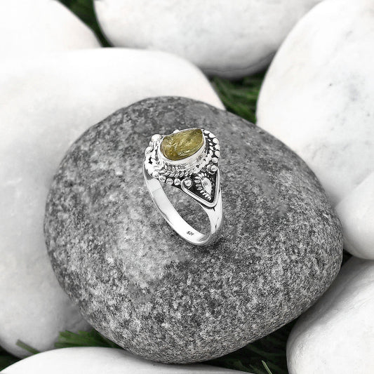 Natural Peridot Rough Ring size-7.5 R-1300 SDR214493