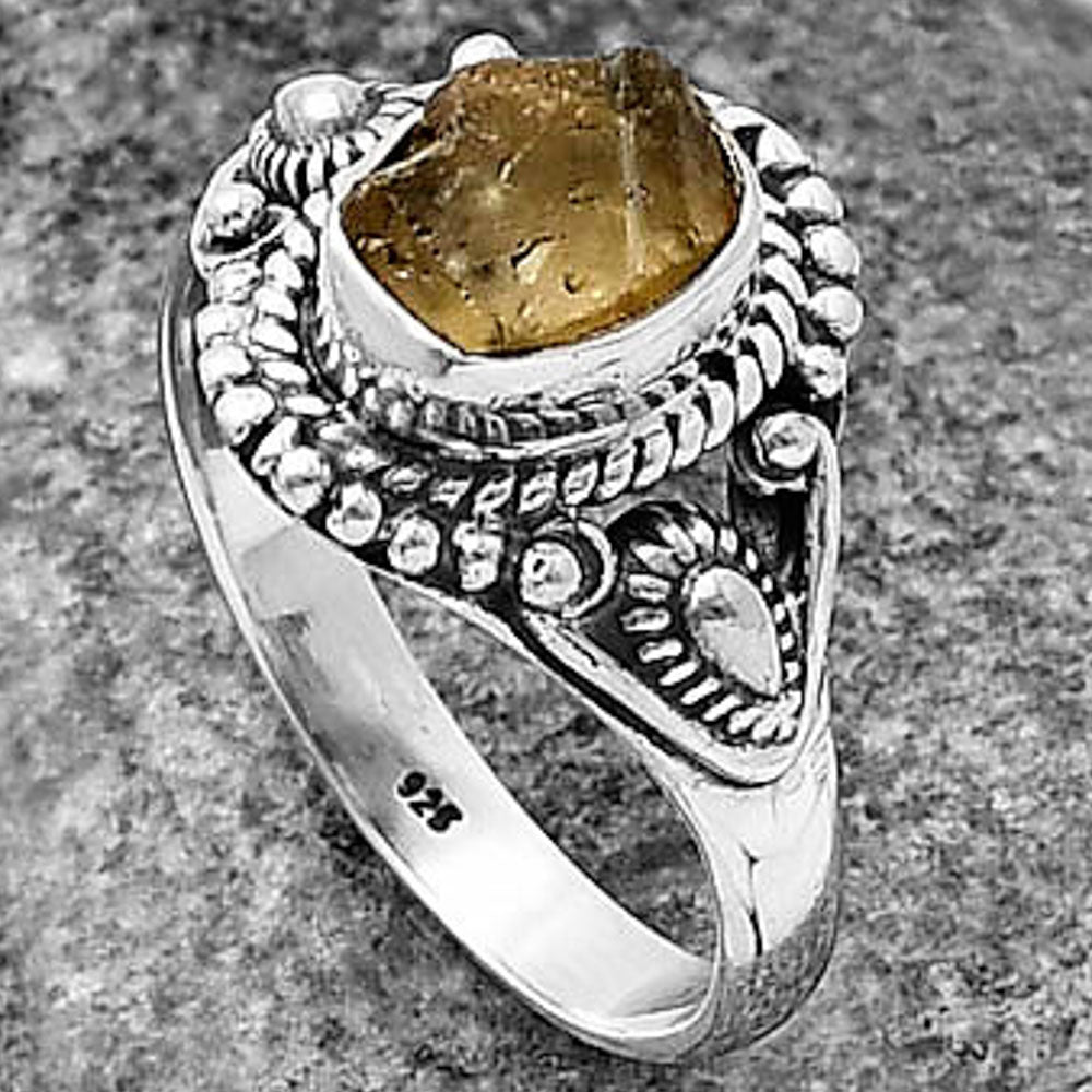 Natural Yellow Scapolite Rough Ring size-8 R-1300 SDR214506