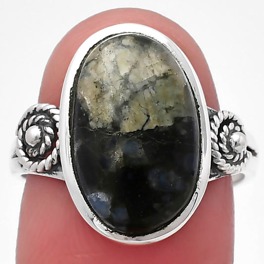 Llanite Blue Opal Crystal Sphere Ring size-8 R-1062 SDR214621