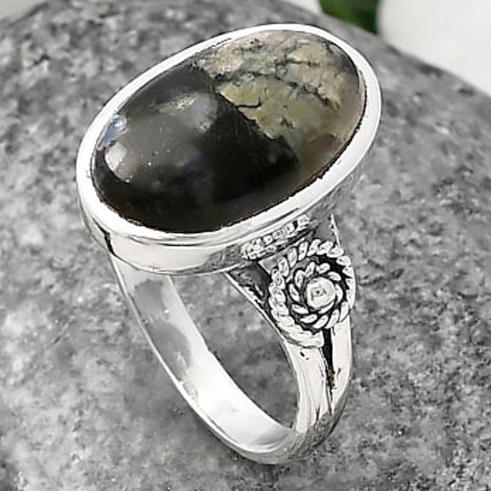 Llanite Blue Opal Crystal Sphere Ring size-8 R-1062 SDR214621