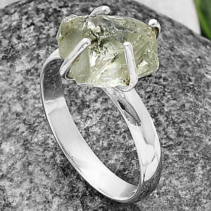 Prasiolite (Green Amethyst) Rough Ring size-8 R-1052 SDR214905