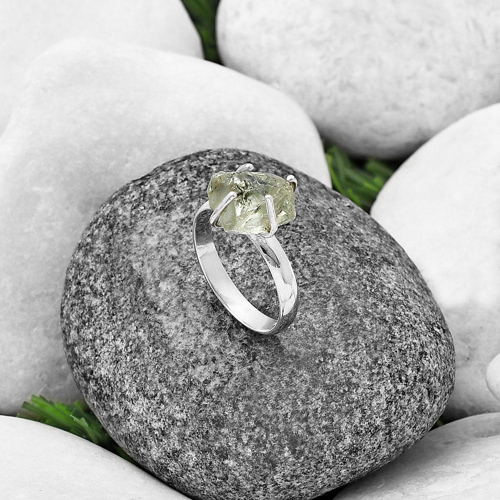 Prasiolite (Green Amethyst) Rough Ring size-8 R-1052 SDR214905