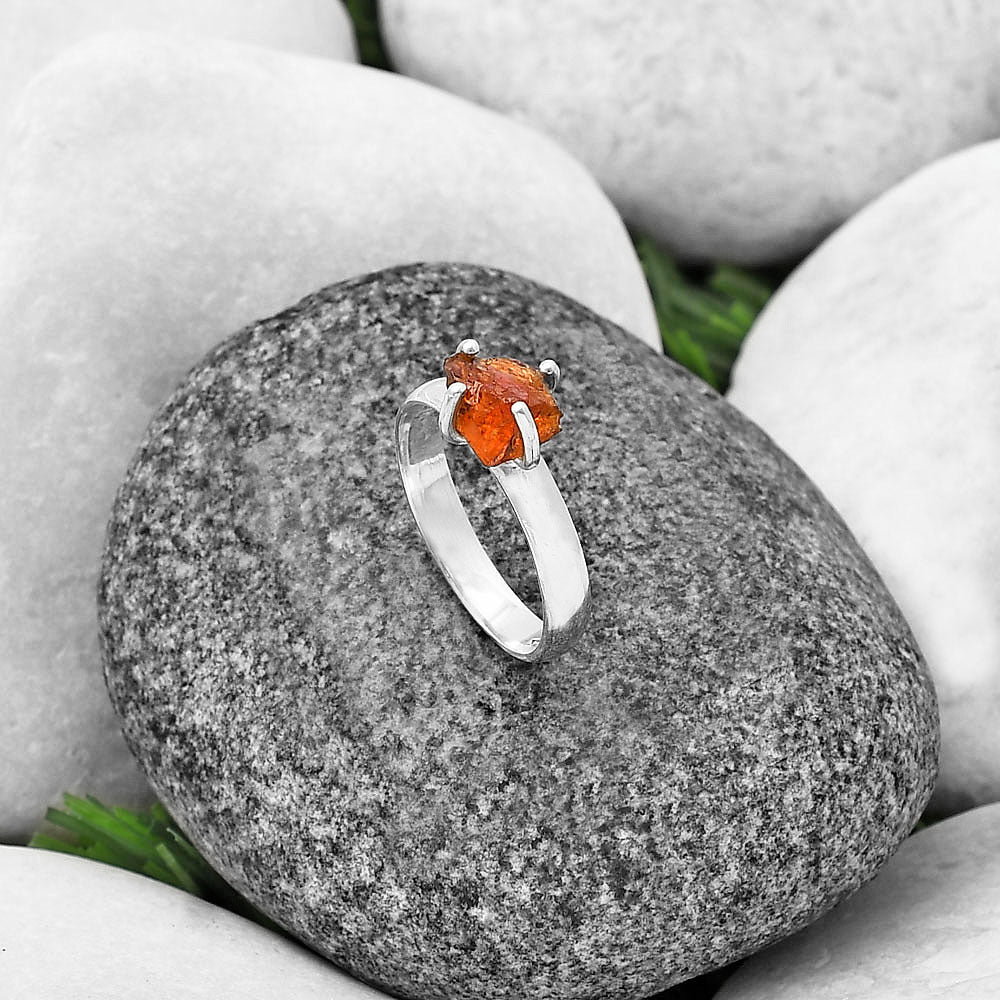 Natural Mandarin Citrine Rough Ring size-7 R-1052 SDR214922