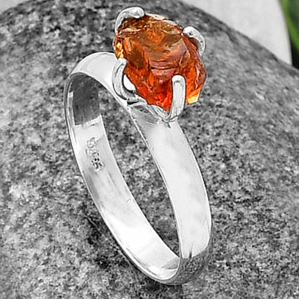 Natural Mandarin Citrine Rough Ring size-8.5 R-1052 SDR214924