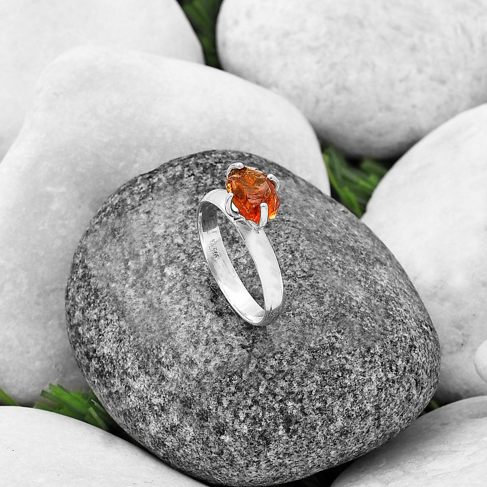 Natural Mandarin Citrine Rough Ring size-8.5 R-1052 SDR214924