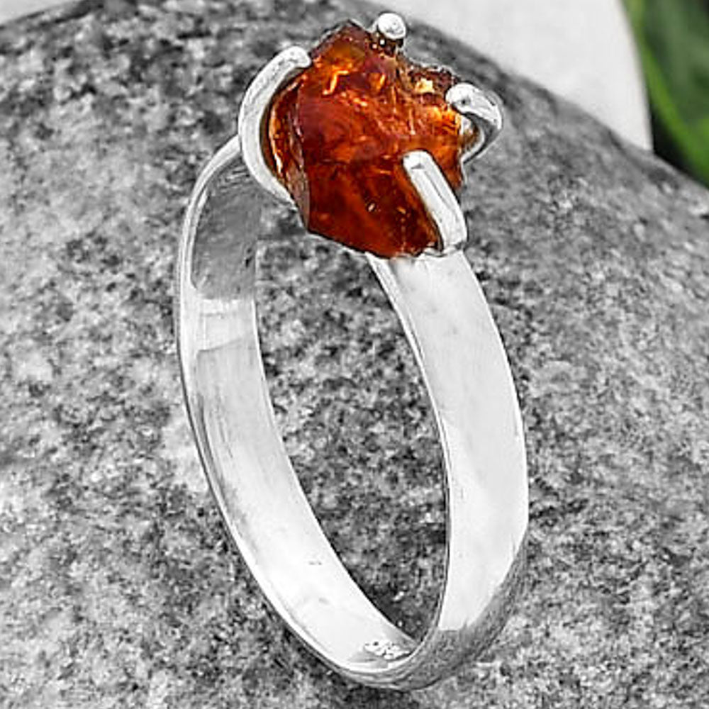 Natural Mandarin Citrine Rough Ring size-8 R-1052 SDR214936