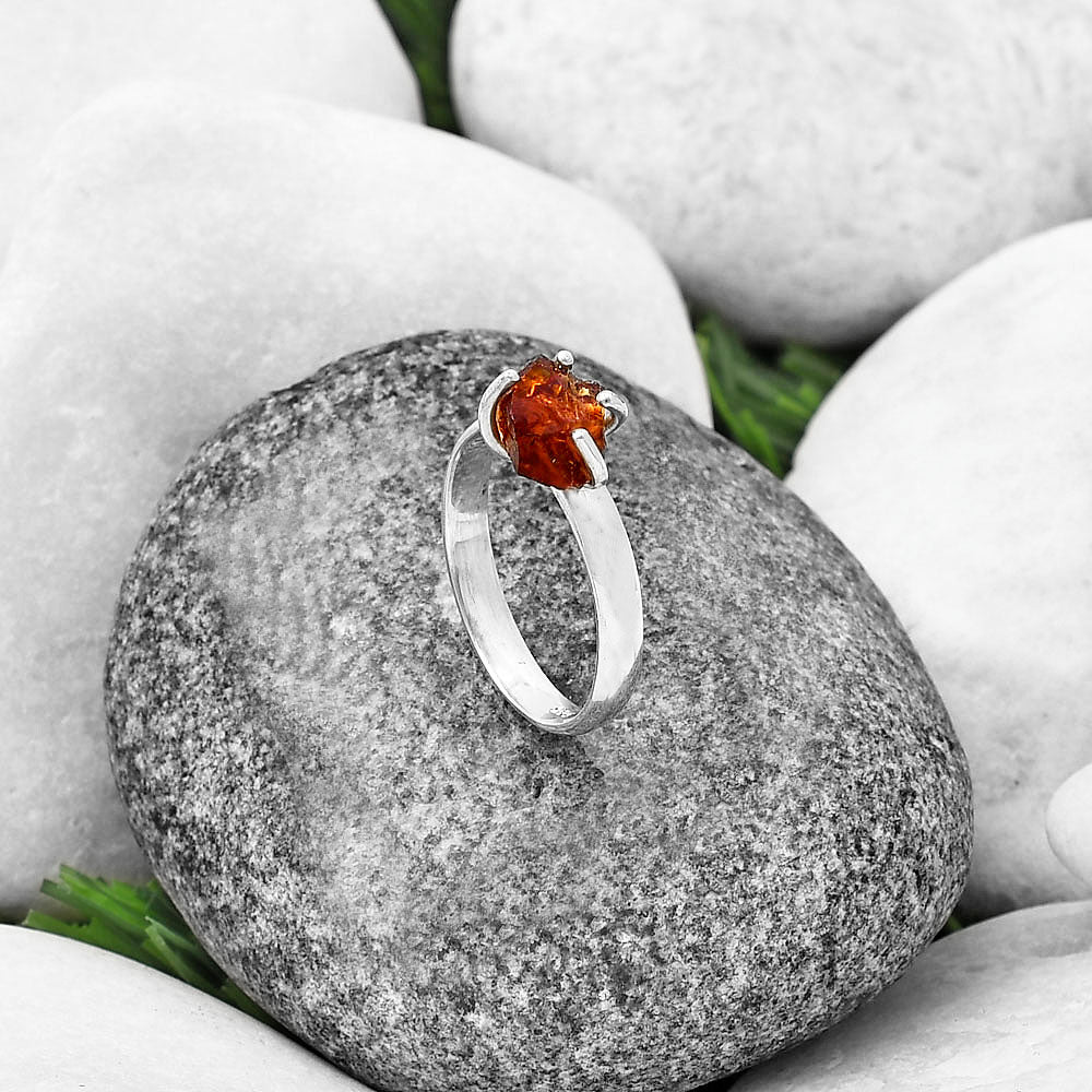 Natural Mandarin Citrine Rough Ring size-8 R-1052 SDR214936