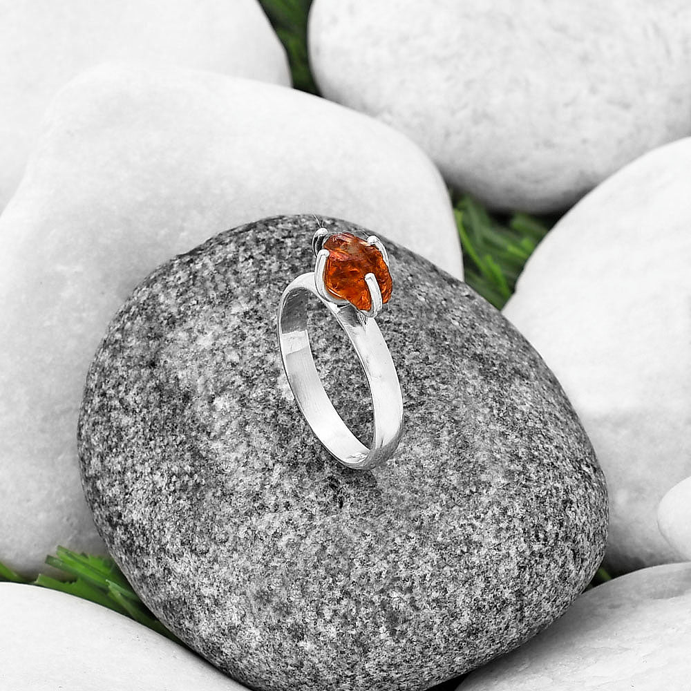 Natural Mandarin Citrine Rough Ring size-8 R-1052 SDR214937