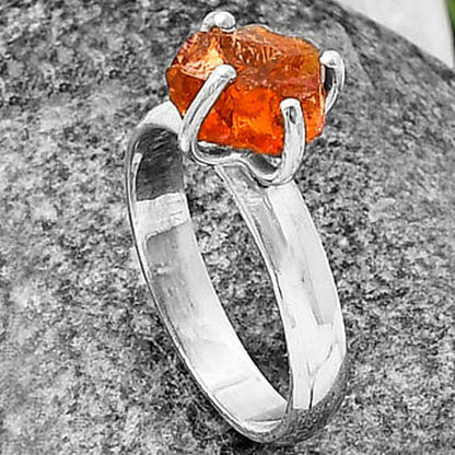 Natural Mandarin Citrine Rough Ring size-7 R-1052 SDR214939