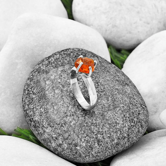 Natural Mandarin Citrine Rough Ring size-7 R-1052 SDR214939