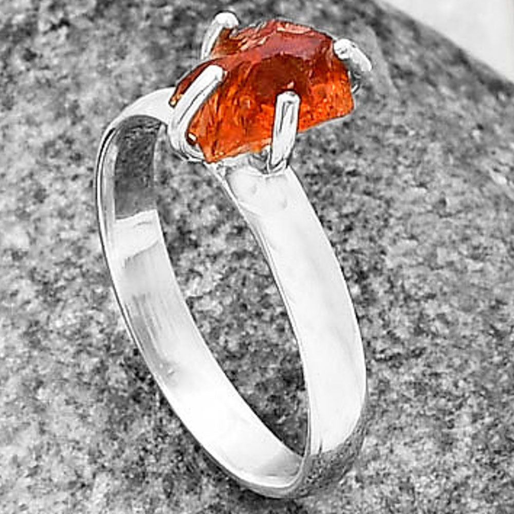 Natural Mandarin Citrine Rough Ring size-8 R-1052 SDR214941