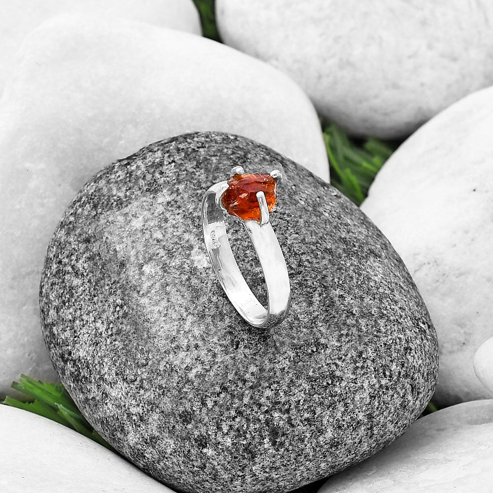 Natural Mandarin Citrine Rough Ring size-8 R-1052 SDR214942