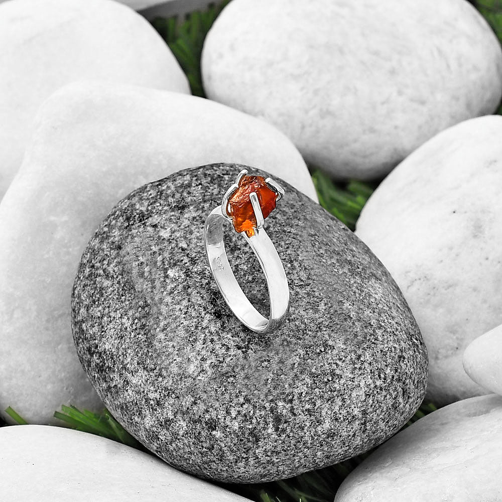 Natural Mandarin Citrine Rough Ring size-8 R-1052 SDR214951