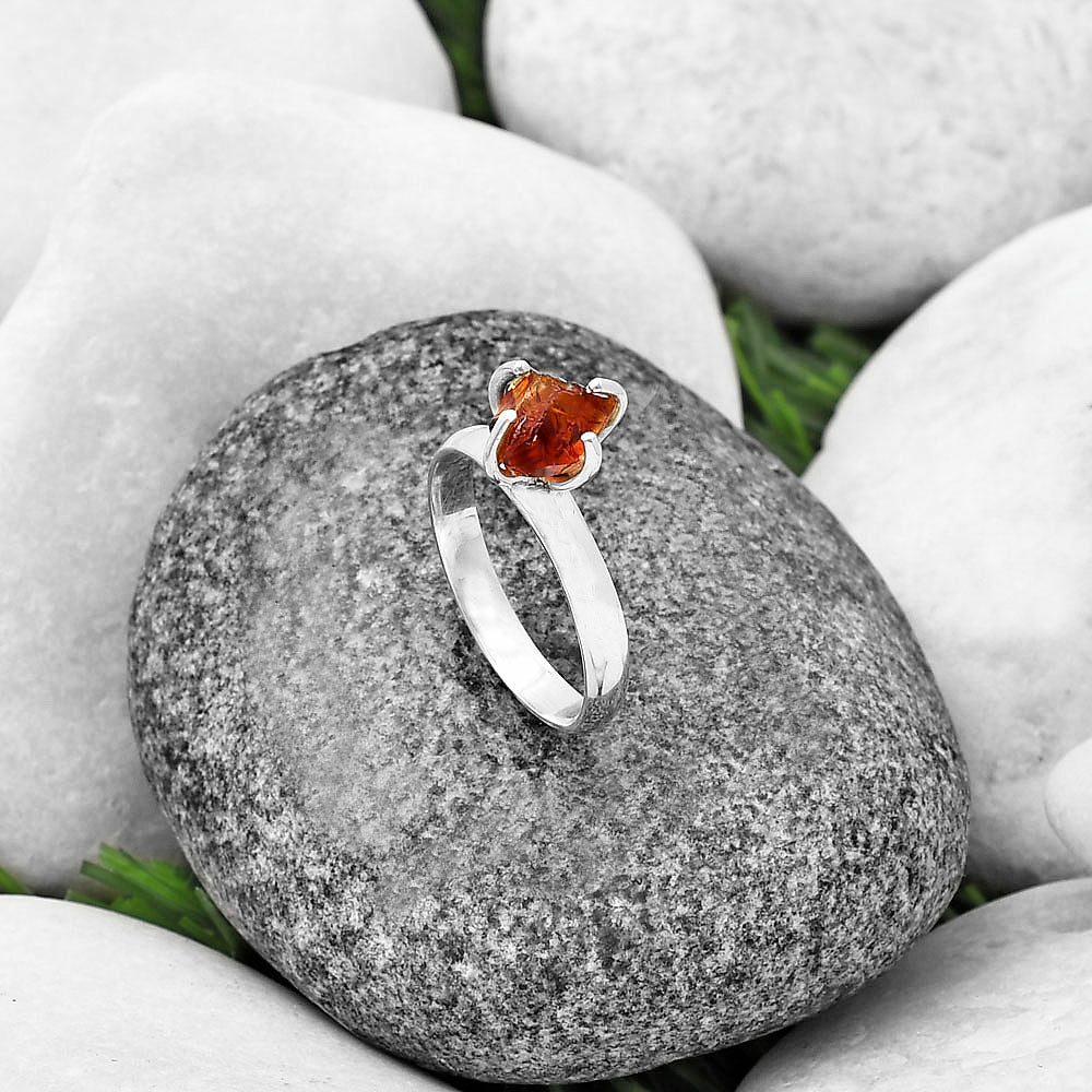 Natural Mandarin Citrine Rough Ring size-8 R-1052 SDR214958