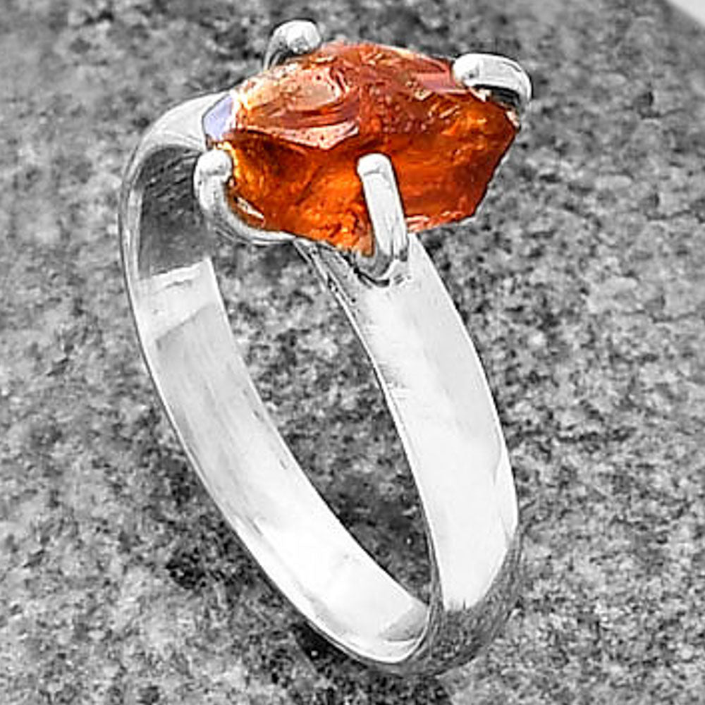 Natural Mandarin Citrine Rough Ring size-7 R-1052 SDR214960