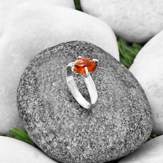 Natural Mandarin Citrine Rough Ring size-7 R-1052 SDR214960