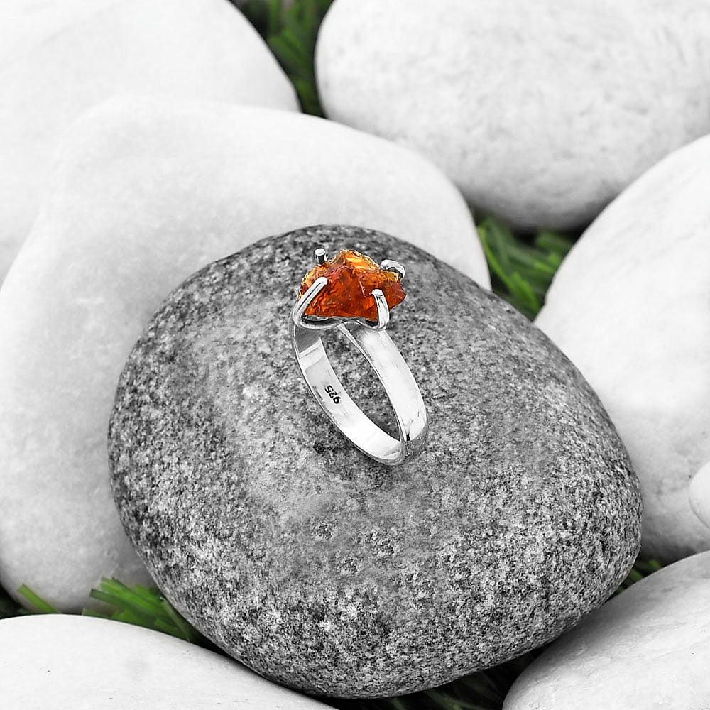 Natural Mandarin Citrine Rough Ring size-7 R-1052 SDR214961