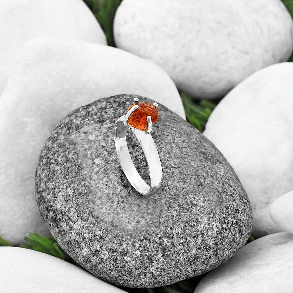 Natural Mandarin Citrine Rough Ring size-8 R-1052 SDR214962