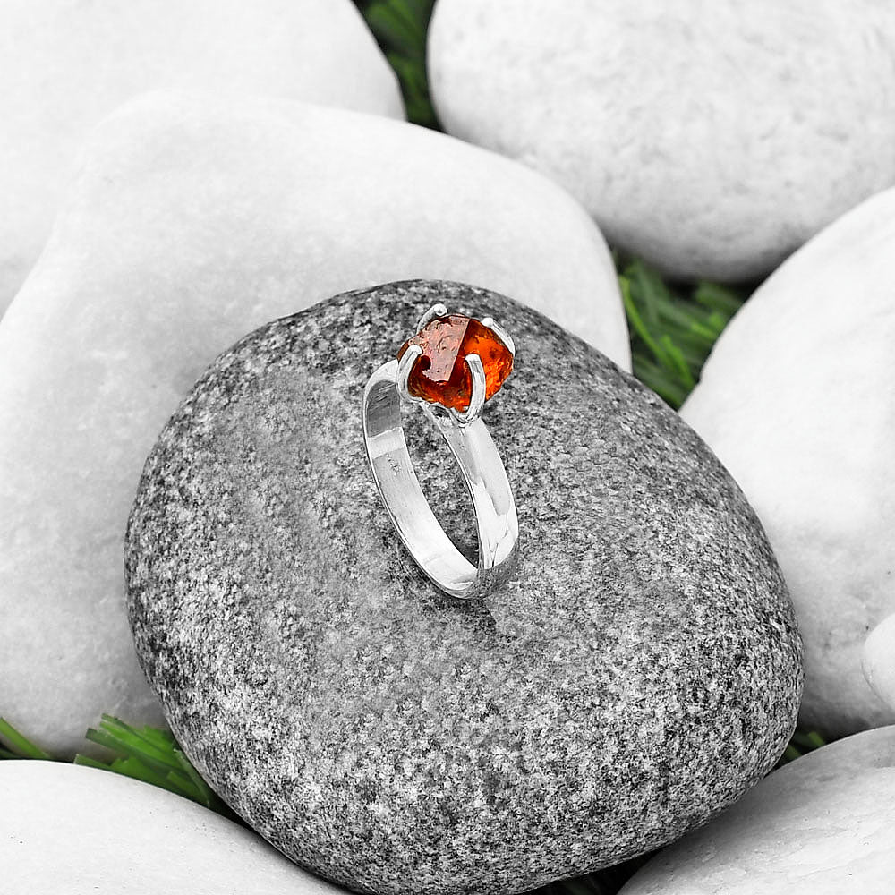 Natural Mandarin Citrine Rough Ring size-7 R-1052 SDR214963