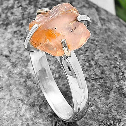Rose Quartz Rough - Madagascar Ring size-8 R-1052 SDR214998