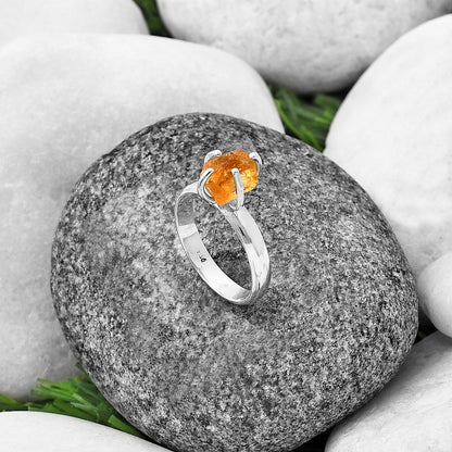 Natural Citrine Rough - Brazil Ring size-7 R-1052 SDR215069