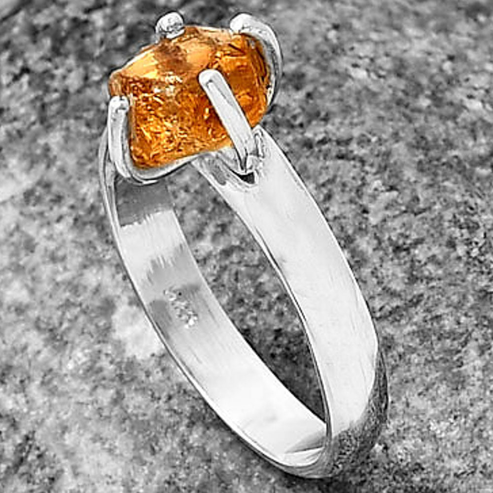 Natural Citrine Rough - Brazil Ring size-8 R-1052 SDR215074