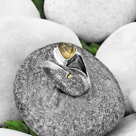 Natural Yellow Scapolite Rough Ring size-8 R-1306 SDR215242