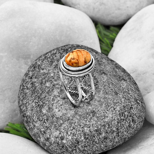 Natural Coral Jasper Ring size-7.5 R-1255 SDR215302