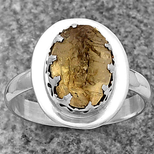 Natural Yellow Scapolite Rough Ring size-8 R-1592 SDR215708