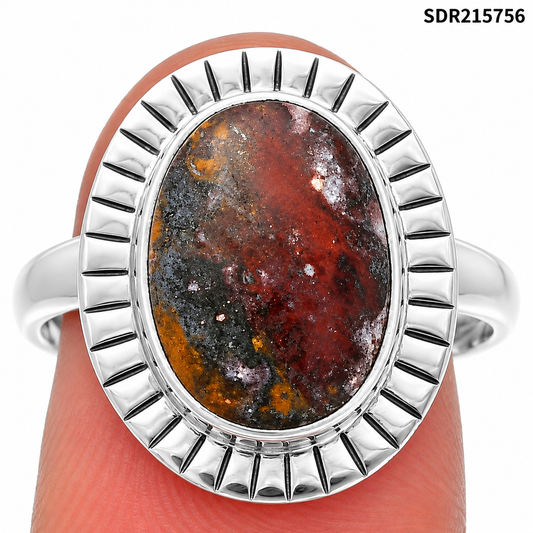 Natural Indian Blanket Jasper Ring size-8 R-1086 SDR215756