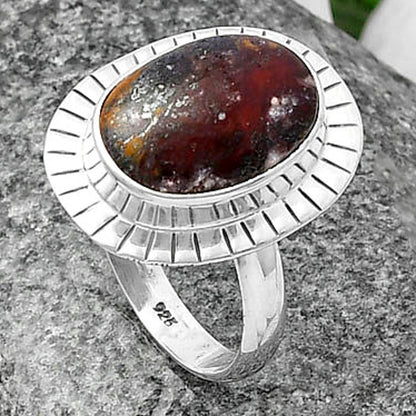 Natural Indian Blanket Jasper Ring size-8 R-1086 SDR215756