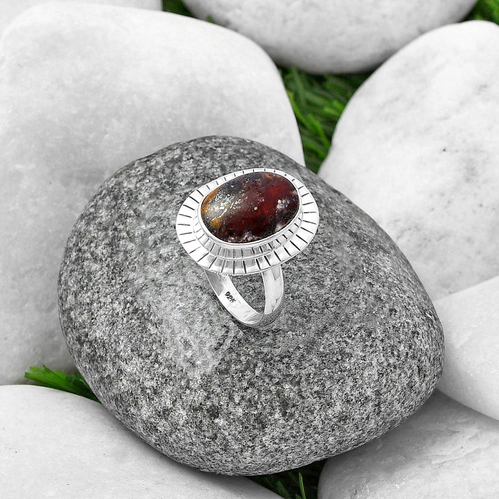 Natural Indian Blanket Jasper Ring size-8 R-1086 SDR215756