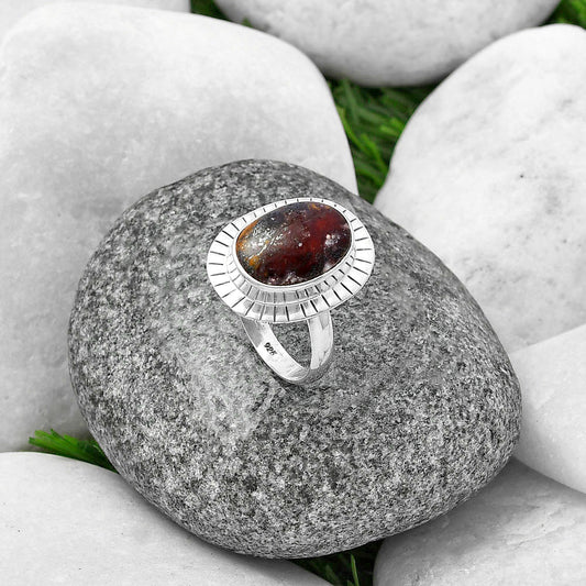 Natural Indian Blanket Jasper Ring size-8 R-1086 SDR215756
