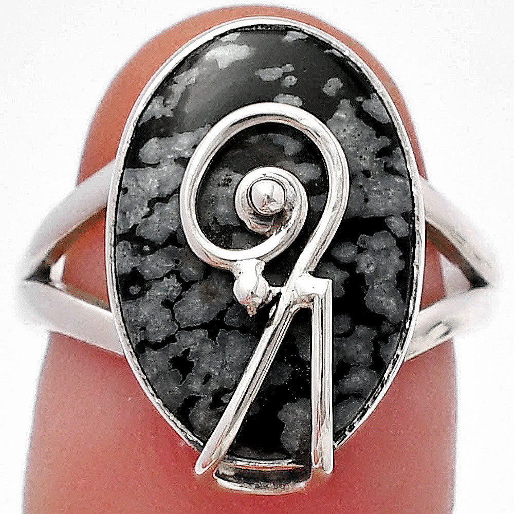 Natural Snow Flake Obsidian Ring size-7 R-1478 SDR215915