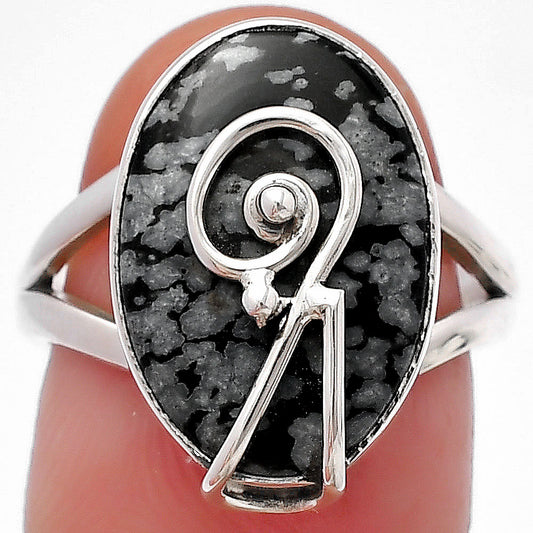 Natural Snow Flake Obsidian Ring size-7 R-1478 SDR215915