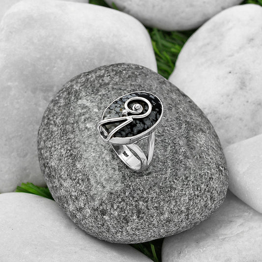 Natural Snow Flake Obsidian Ring size-7 R-1478 SDR215915