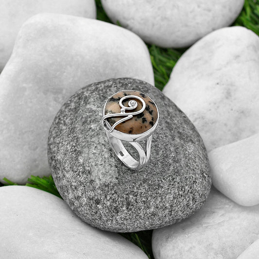 Russian Honey Dendrite Opal Ring size-8.5 R-1478 SDR215934