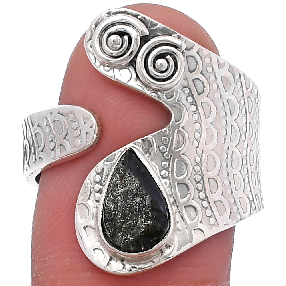 Adjustable - Tektite Rough - Greek Ring size-8.5 R-1375 SDR216094