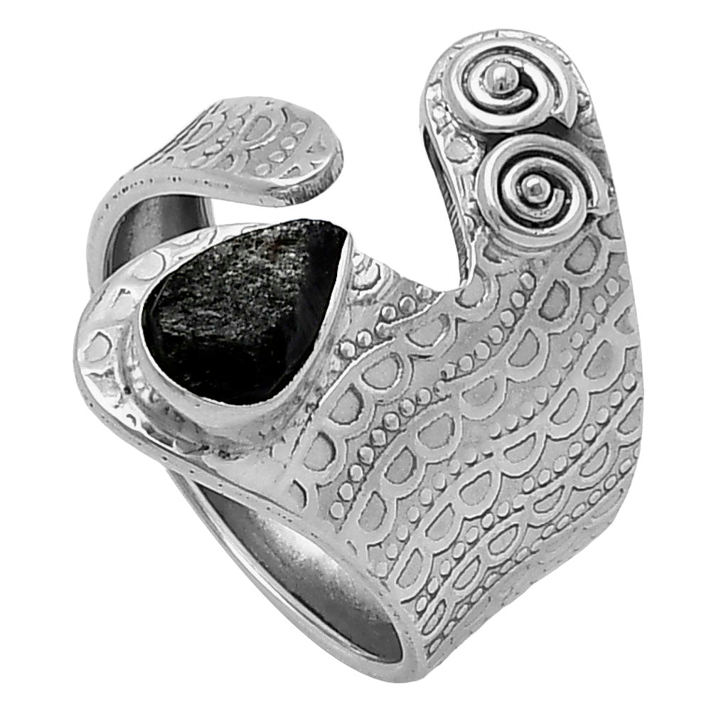 Adjustable - Tektite Rough - Greek Ring size-8.5 R-1375 SDR216094