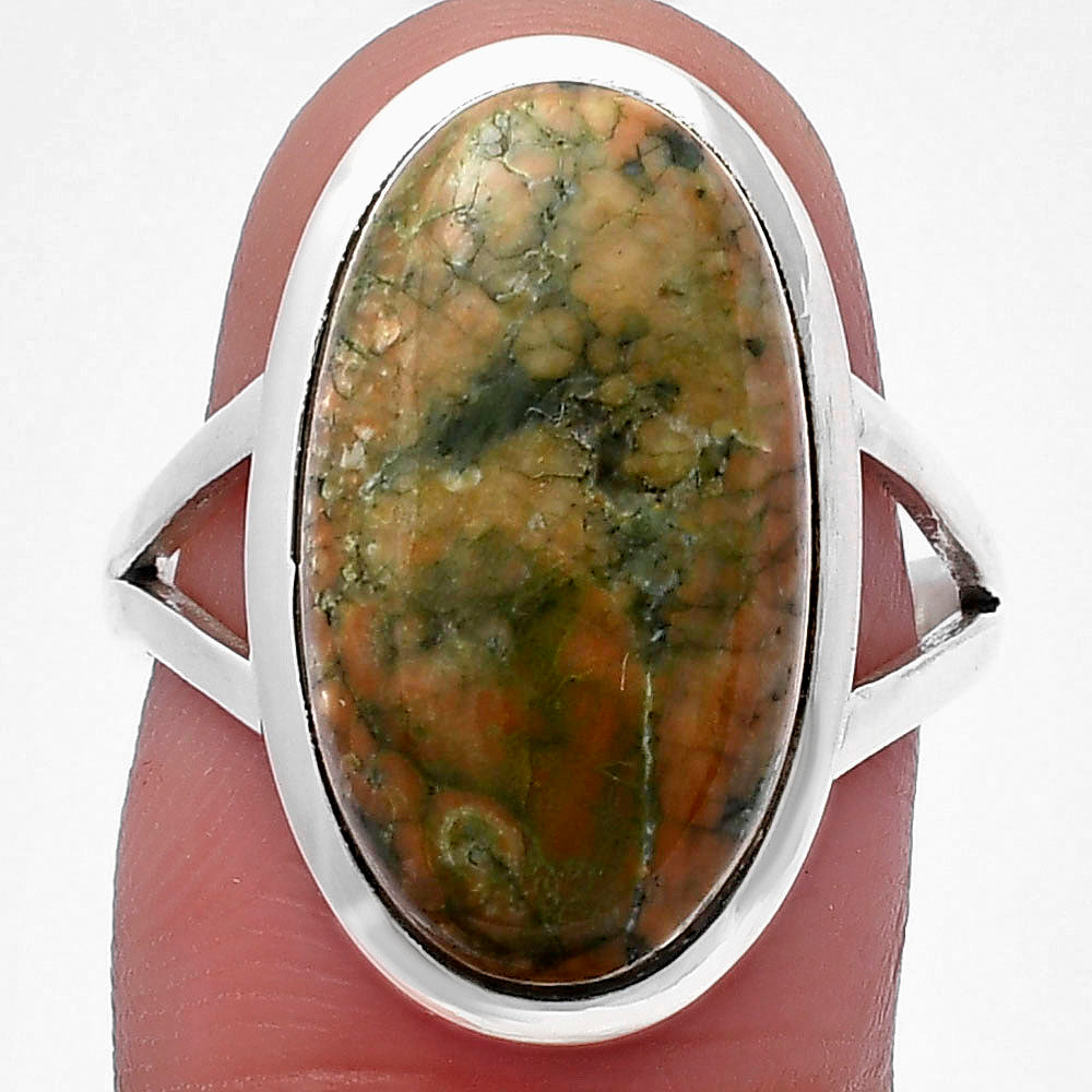 Natural Rhyolite - Rainforest Jasper Ring size-8 R-1002 SDR216595