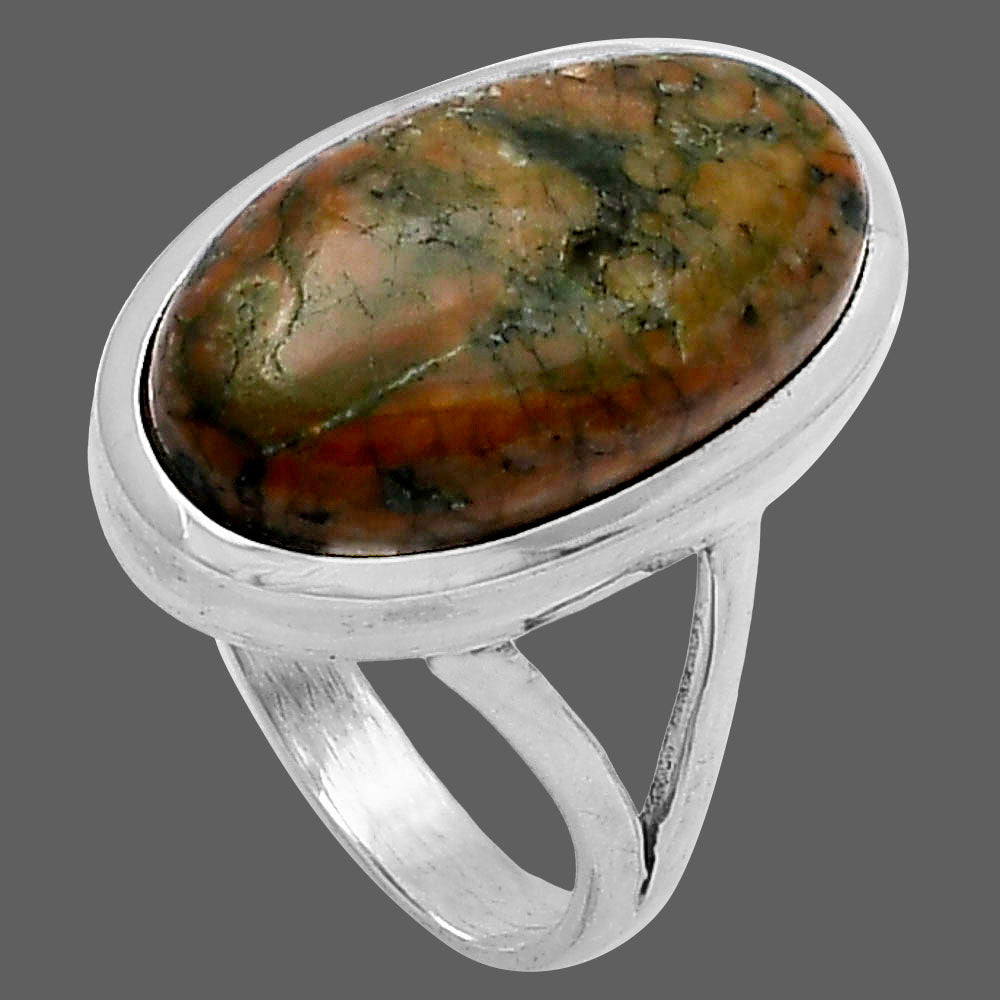 Natural Rhyolite - Rainforest Jasper Ring size-8 R-1002 SDR216595